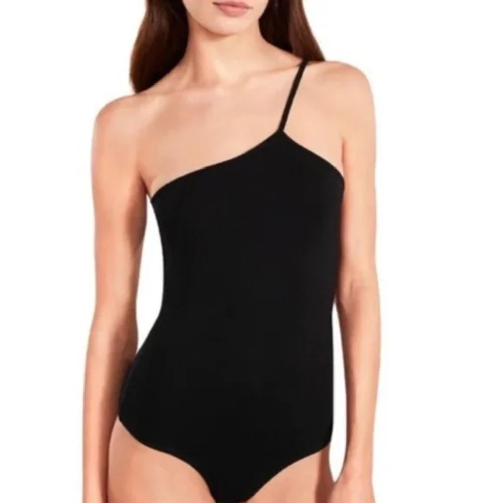 NWT BB DAKOTA x Steve Madden Only One Shoulder Black Thong Bodysuit M & L